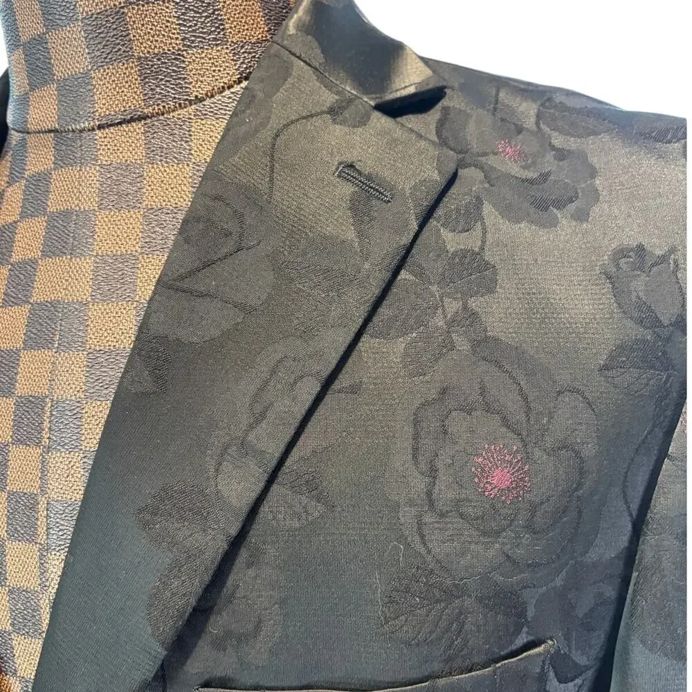 Tallia Mens Black Floral Sports Coat Dinner Jacket Sports Coat Size 42S Blazer